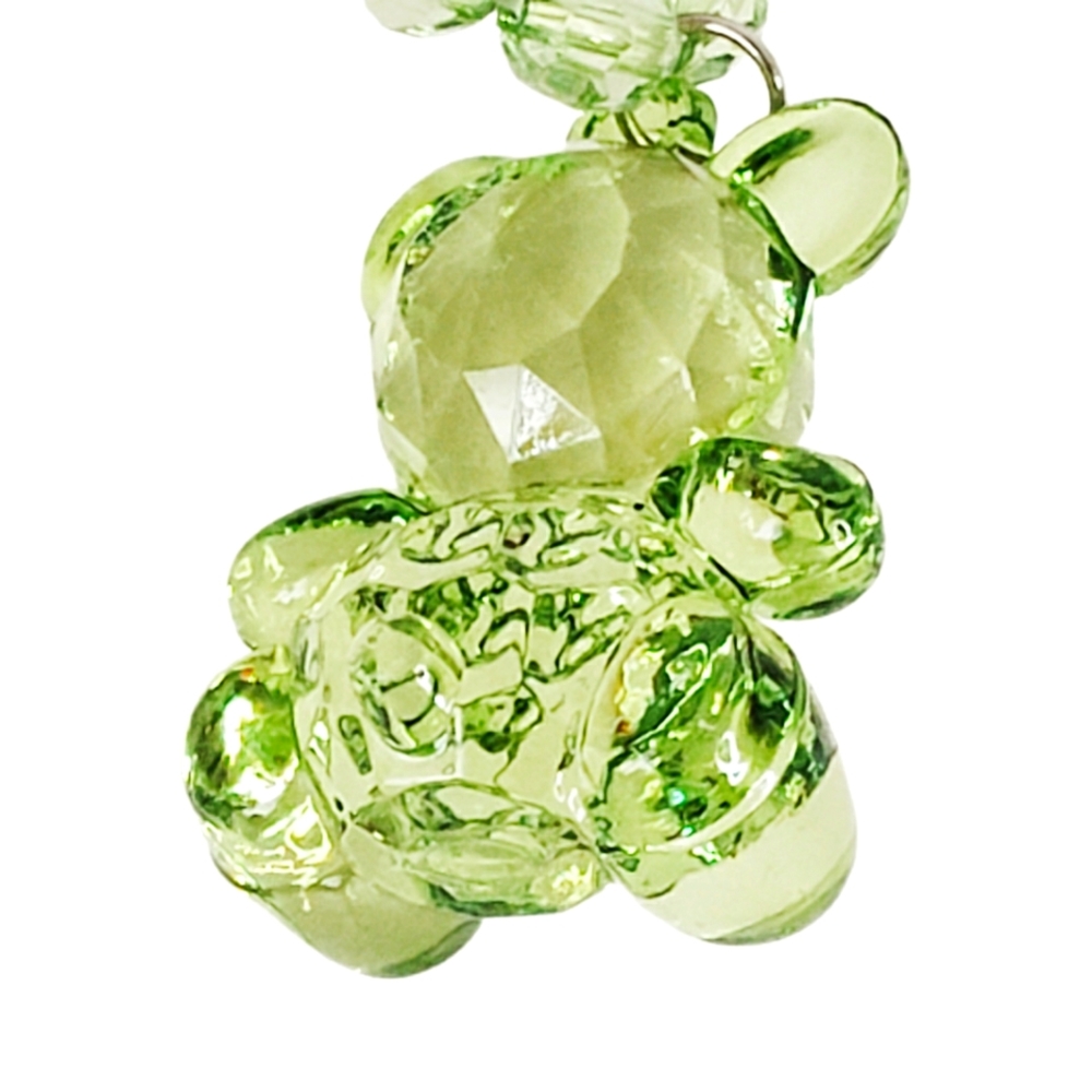 Fashion Jewelry Bear Beaded Keychain Green and Yellow Acrylic OSFM - Picture 6 of 7